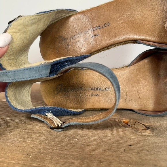Made In Spain Espadrilles Mary Jane Wedge Sandals SZ 38 US 7.5 Blue Suede Gaimo - Picture 10 of 11